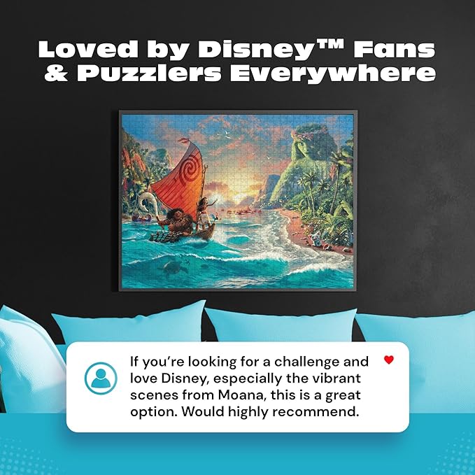 Ceaco - Thomas Kinkade Disney Dreams - Disney’s Moana - 1000 Piece Jigsaw Puzzle for Adults - Vibrant Thomas Kinkade Art - Premium Disney Puzzle for Collectors