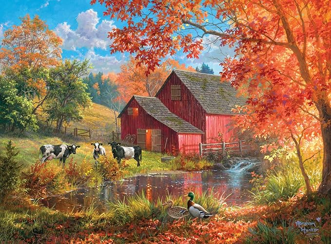 Buffalo Games - Life on the Farm - Abraham Hunter - 1000 Piece Autumn Jigsaw Puzzle - Colorful Fall Puzzles for Adults – Beautiful, Seasonal Artwork, and Hours of Relaxing Fun