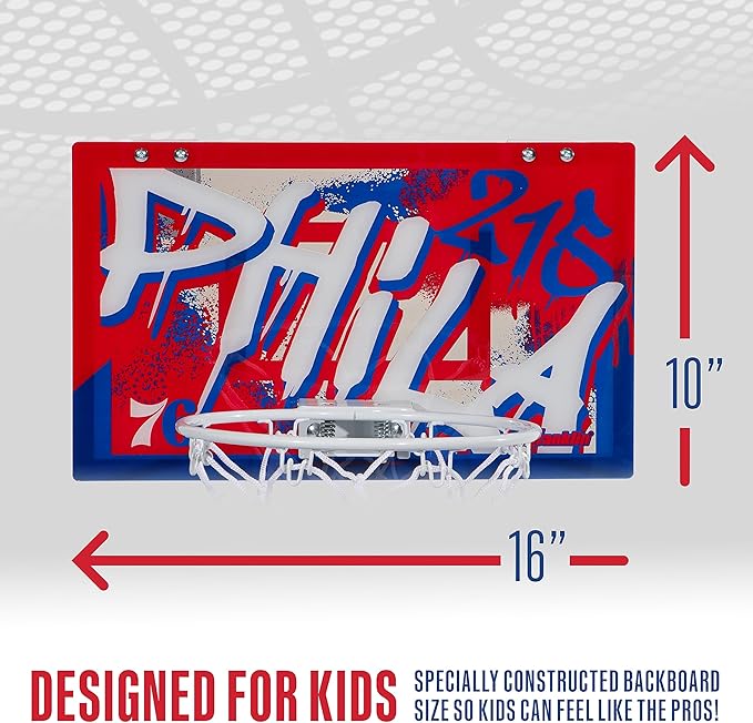 Franklin Sports NBA Team Over the Door Basketball Hoops - Kids Indoor Mini Basketball Hoop + Ball Set - NBA Fan Mini Hoops