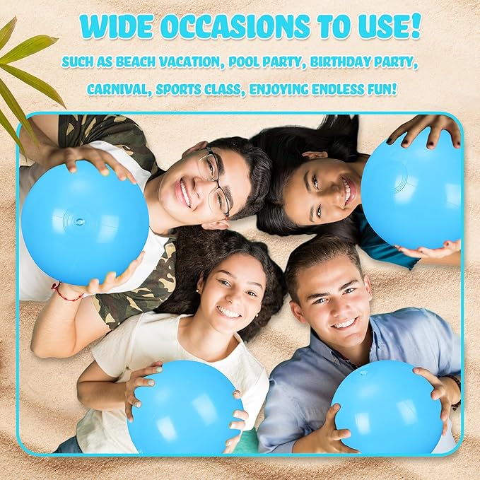 Raiten 12 Pcs Beach Ball Inflatable Beach Balls Large Inflatable Ball Floating Ball for Swimming Pool Party Favors Outdoor Activities Summer Birthday Party Supplies (Light Blue,12 Inch)