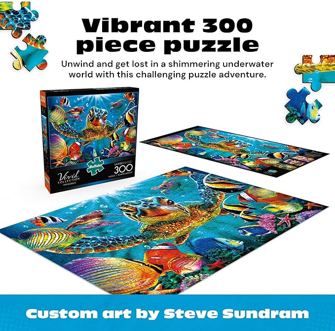 Buffalo Games - Tiny Bubbles - 300 Piece Puzzle for Adults - Oversized, Easy-to-Hold Pieces - Steve Sundram Ocean Scene - Premium Giftable Jigsaw