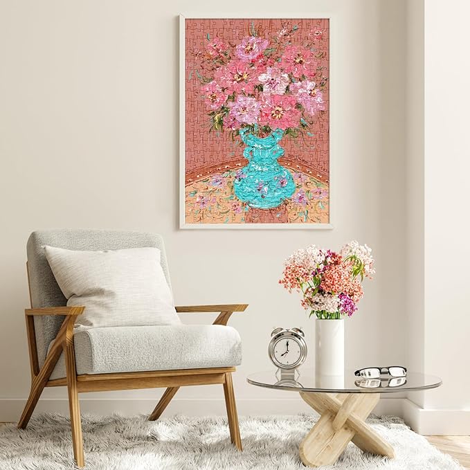 Puzzles for Adults 500 Pieces, Jigsaw Puzzle for Adults, Fun Challenging Family Puzzle, Vase with Fresh Flowers Puzzles, Interlock Perfectly No Dust, Gifts for Easter Parents Father's Day