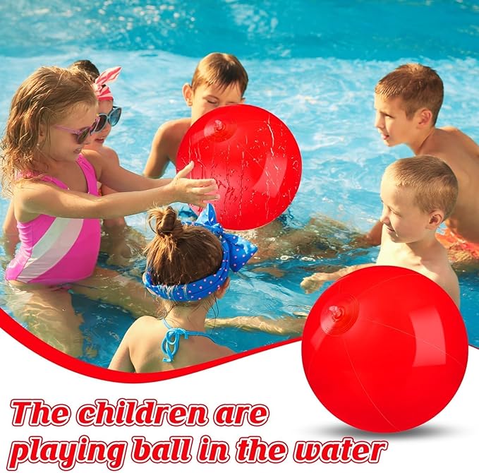 20 Pack Red Beach Ball - 12Inch Blow Up Beach Ball Party Supplies for Kids, Inflatable Floating Balls for Summer Pool Parties, Outdoor Activities & Birthday Decorations (Red)