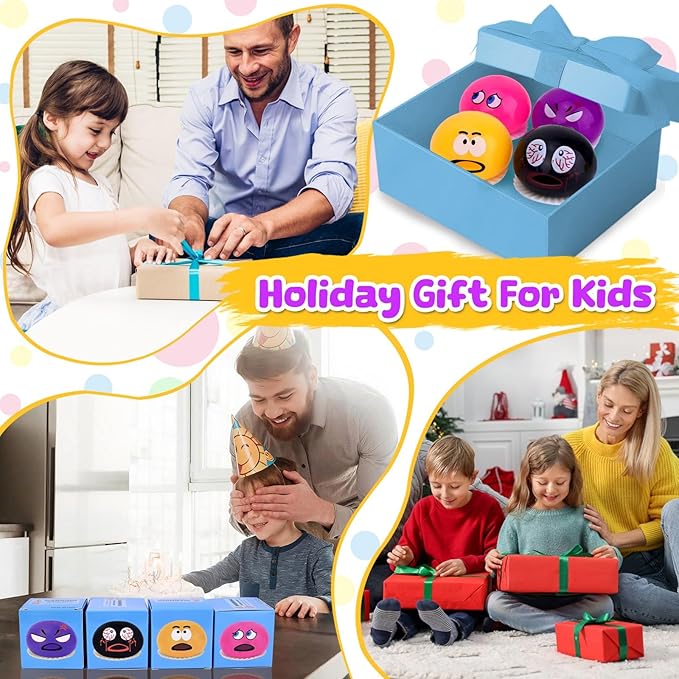 4 Pack Puking Sucking Fidget Toy Slime Ball, Vomiting Stress Balls Sensory Squeeze Toys, Cute and Gross Prank Toy, Novelty Gag Gift for Kids Adults