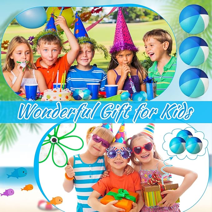 Jerify 24 Pcs Mini Beach Stress Balls 2.5 Inch Foam PU Relief Stress Ball Mini Rainbow Blow up Beach Balls Toys for Girls Boys Birthday Beach Hawaiian Party Favors Summer Pool Games (Elegant Color)
