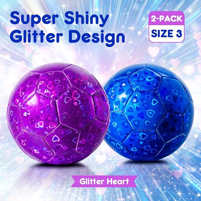 Toddler Soccer Ball Size 2 Size 3 - Small Soft Kids Ball 2 Pack for Ages 1-5 3-8 - Cartoon Sports Toy Boys Girls - Easter Basket Stuffers for Toddlers Kids - Soccer Gift for Indoor Outdoor Games