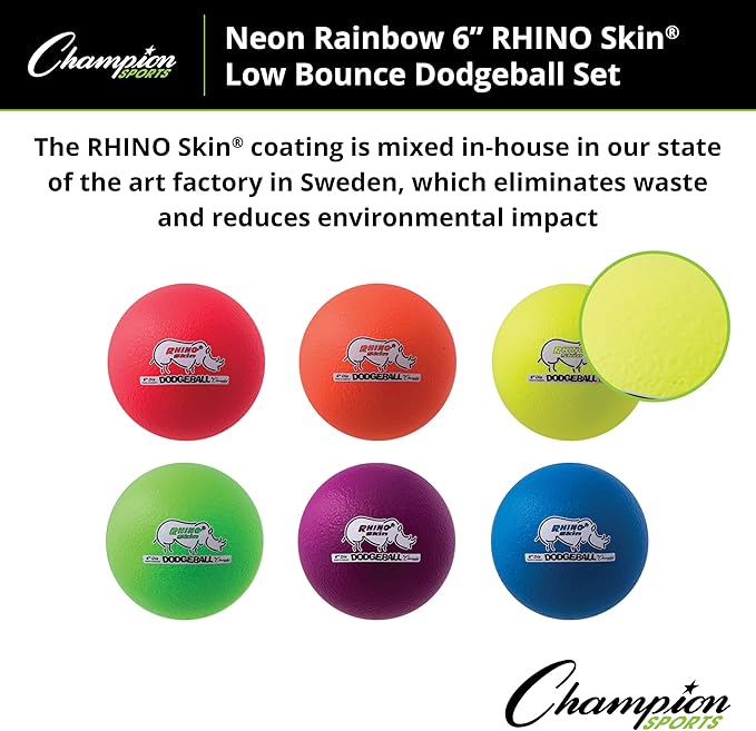 Champion Sports® Rhino Skin® Low Bounce Dodgeball Sets & Singles for Playground, PE, Backyard & League Games – Team Sports Equipment for Youth & Adults