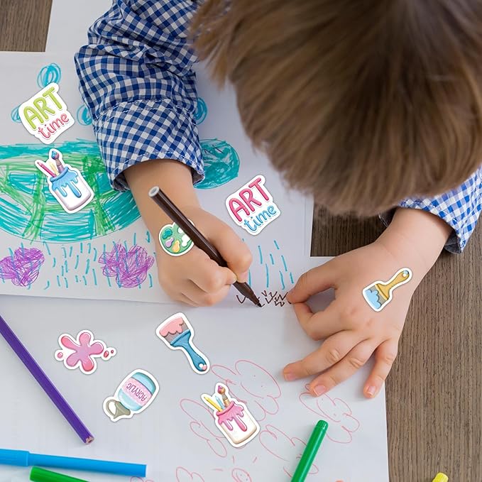 Fancy Land Art Painting Stickers for Kids 100 Pcs Waterproof Artist Painting Party Favors School Classroom Supplies