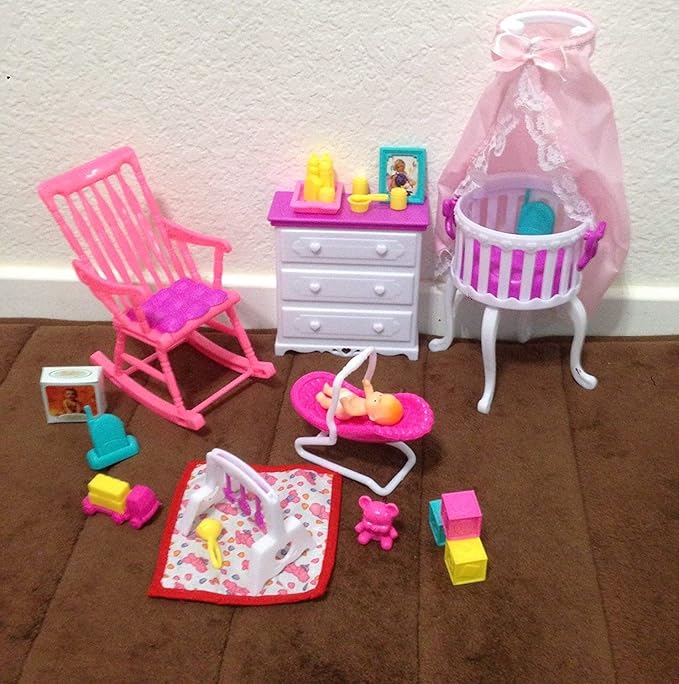 Gloria Dollhouse Furniture - Baby Home Nursery Playset