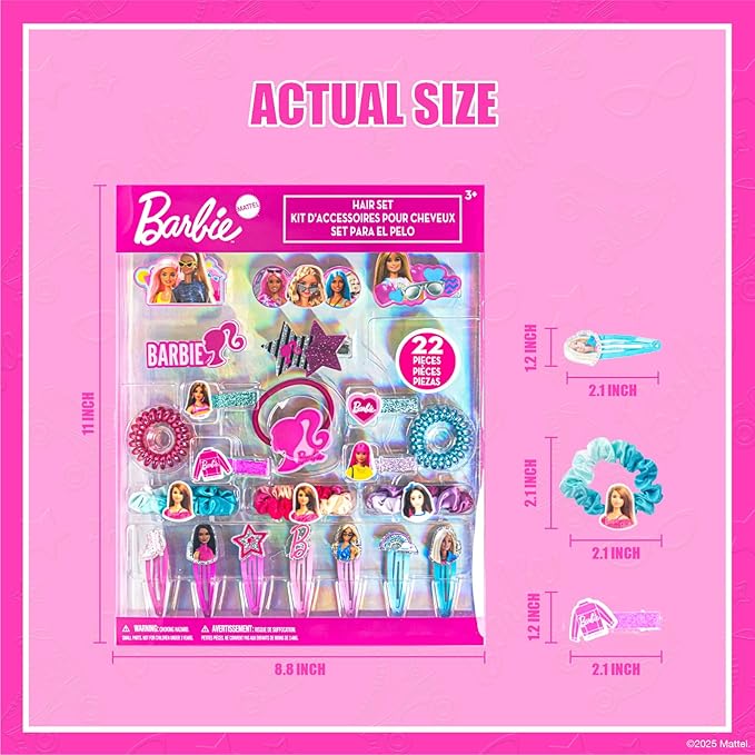 Barbie Hair Accessories Set for Girls, Hair Clips, Bows, Scrunchies, Hair Ties Set, Great for Birthday and Holiday Gifts, Party Favors,by Townley Girl