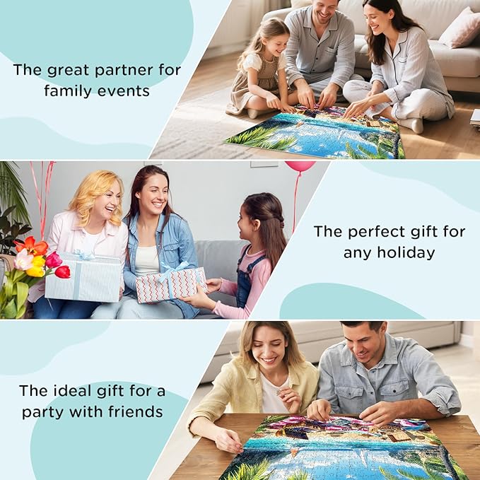 Jigsaw Puzzle for Adults 300 Piece, Beach Treasure Puzzles 300 Piece Jigsaw Puzzles, Sea 300 Pieces Jigsaw Puzzles, Challenging Puzzle for Adults, Family Game, Home Decor Gift, 20.5 x 15 Inches