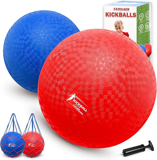 2 Pack Cartoon Kickball Set, 8.5 Inch Toddler Playground Balls, Bouncy Balls Ball for Kids Ages 3 and Up Gift, Dodgeballs Includes Pump and Storage Bag, Outdoor & Indoor Games Toy Balls for Toddlers