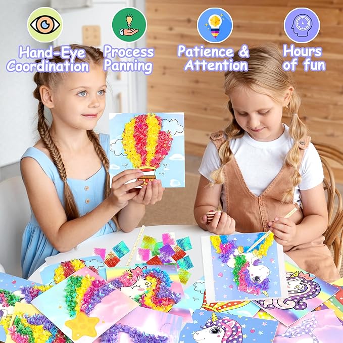 Poke-in Fun Art Fabric Craft- Magical Dream Decor,Mess Free Kids'Paper Craft Kits,Arts and Crafts for Kids,DIY Art Activity Birthday Christmas Gift Ideas for Children,Toys for Girls &Boys Ages 4-10+