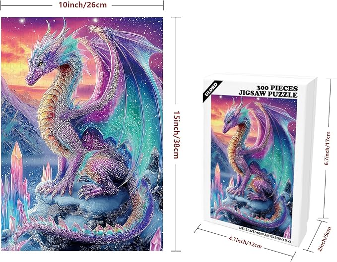 Great Jigsaw Puzzles for Adults 300 Pieces Crystal Dragon Puzzles for Adults Toys Gift Family Decoration Kids Puzzle
