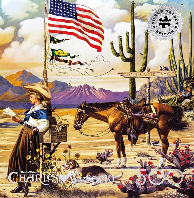 Buffalo Games – Charles Wysocki Love Letter from Laramie - 500 Piece Silver Select Jigsaw Puzzle Colorful Puzzles for Adults – Precision-Cut Pieces, Beautiful Artwork