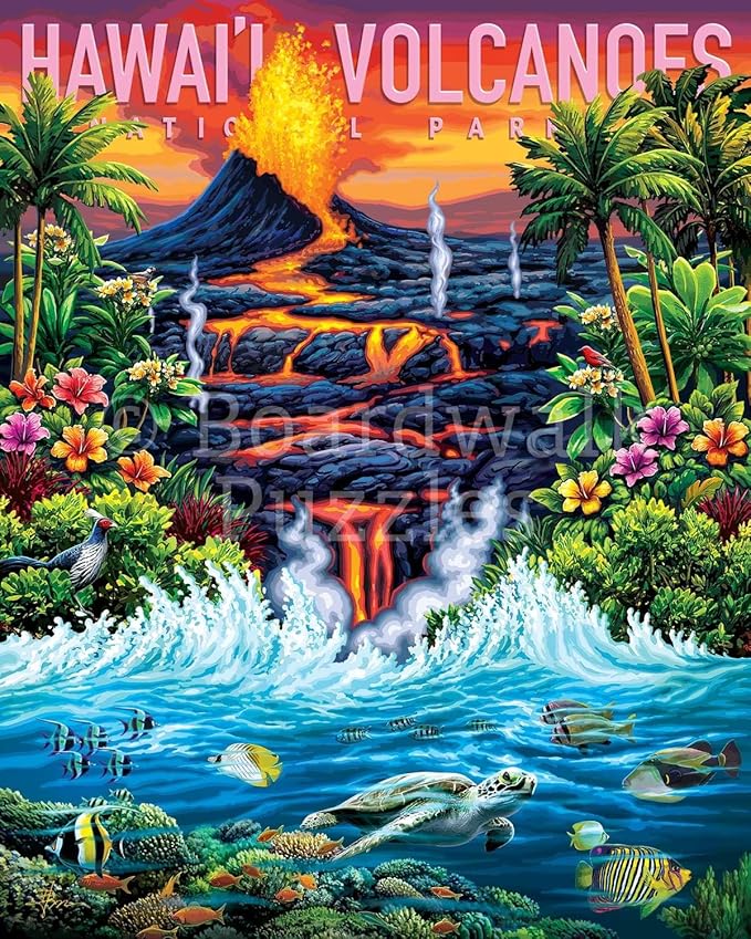 Hawaii Volcanoes National Park by Boardwalk - 500 Piece Jigsaw Puzzle for Adults, Made in USA