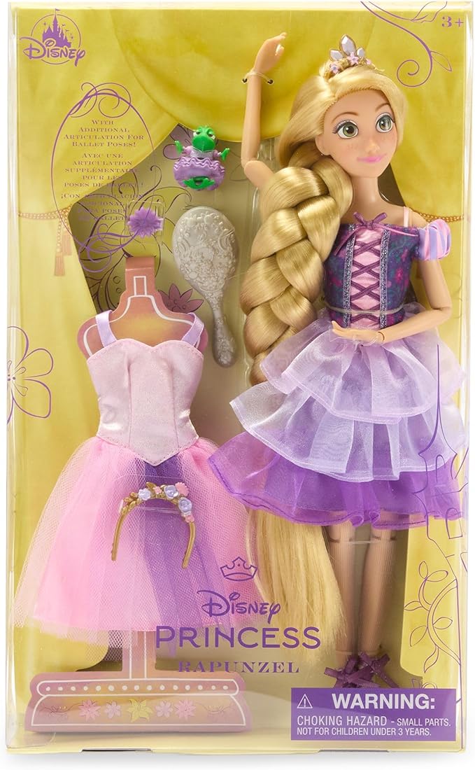 Disney Store Official Princess Ballet Doll - 11 Inch Rapunzel Ballerina Doll - Includes Brush with Molded Details, 2 Tutu Outfits, Accessories and Pascal Figure - Disney Princess Toys for Girls