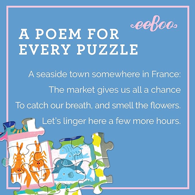 eeBoo 1000 Piece Puzzle - Marketplace in France Jigsaw Puzzle for Adults, Square 23" x 23" Made with Recycled Board & Vegetable-Based Ink