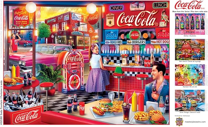 MasterPieces 300 Piece EZ Grip Jigsaw Puzzle - Coca-Cola Soda Fountain - Family-Friendly Fun - 18”x24"