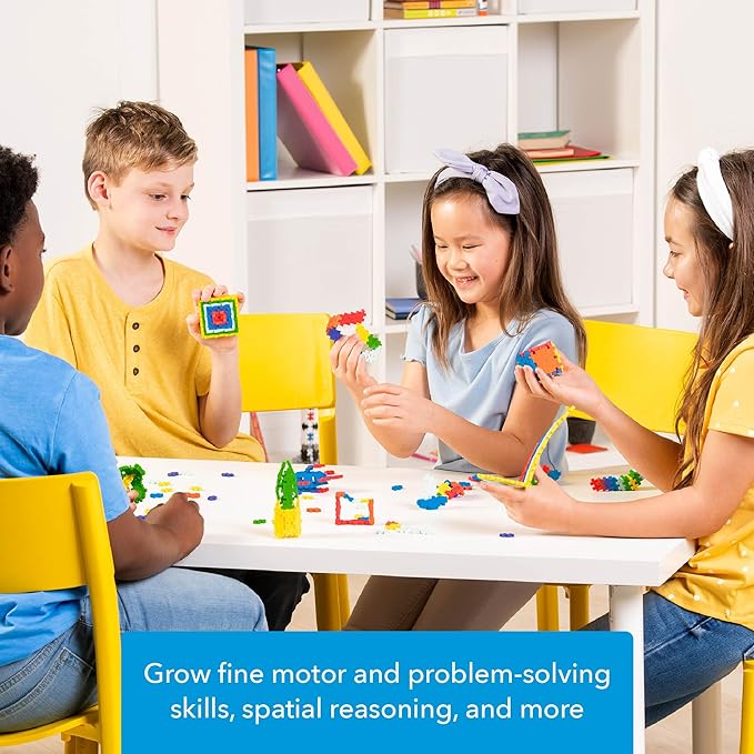 PLUS PLUS 600 Piece Interlocking Building Blocks for Kids, Open Ended Connecting Toys, STEM Bin Classroom Mini Manipulatives Play Tube - Basic Color Mix