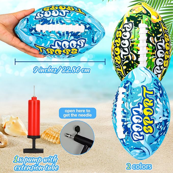 2 Pieces Water Football for Kids 9 Inch Swimming Pool Waterproof Outdoor Beach Football Pool Game for Kids Teens Adults