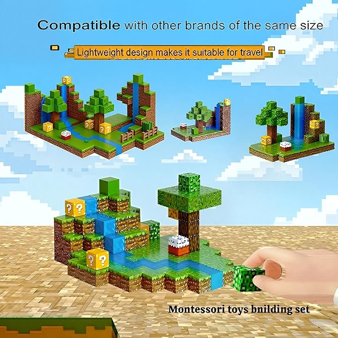 Magnetic Blocks 128PCS Magnetic Cubes STEM Building Cubes Stacking Magnet Blocks Waterfall Adventure Set Montessori Sensory Play Learning Toys for Kids Educational Birthday Gifts Boys & Girls Ages 3+
