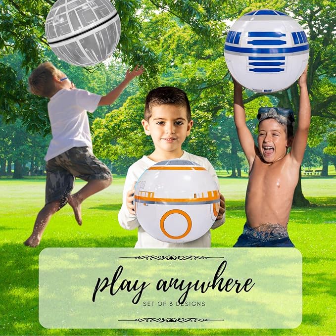 Large Play Balls Set of 3 - Fun Indoor and Outdoor Gift, Size 13.5 Inches - Can Use for Play/Room Decor/Party Decor/Pool Inflatable - Size Large