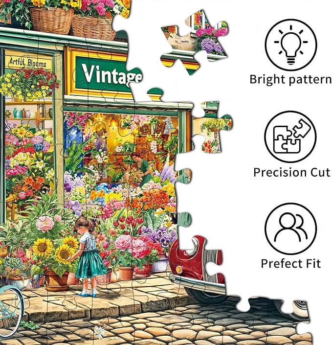 Jigsaw Puzzles for Adults 1000 Pieces, Interlock Perfectly No Dust, Impossible Difficult Hard Fun 1000 Piece Jigsaw Puzzles for Adults-1:1 Poster-Flower Shop