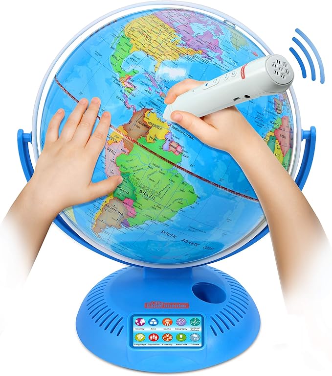 Little Experimenter Interactive 9” Globes for Kids, Globe & Wireless Smart Pen, Easter Gifts for Kids, STEM Educational Toys, Talking World Map, 8 Year old Boy Coolest Gifts for Boys & Girls Ages 8 9 10 11 12 Years Old