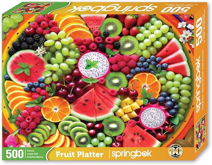 Springbok Fruit Platter 500 Piece Puzzle for Adults- Featuring a Dazzling Fruit Tray
