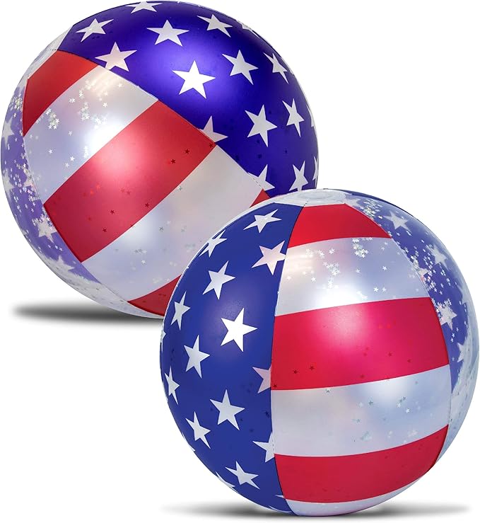 POZA Inflatable USA Pool Float - Luxurious Fun Lounger Filled with Sparkle Silver Stars Confetti, Cool USA Flag Design Water Swimming Pool Floaties for Beach, Lake & Pool