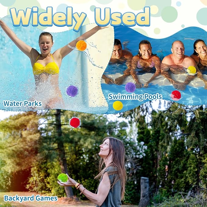 60 Pcs Reusable Water Balloons,Soft Splash Balls for Outdoor Water Games,Beach Pool Party Supplies,Reusable Water Toys for Summer Fun and Family Activities