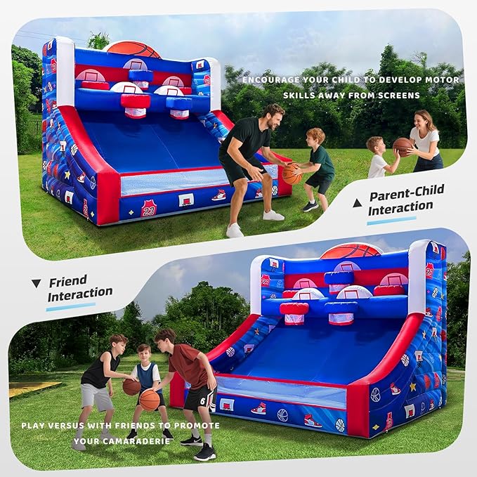 Inflatable Basketball Hoop Shot 13×10×10ft, Blow Up Inflatable Basketball Game with Balls, Air Blower, Inflatable Games for Outdoor Parties, Carnival Events, Lawn Games