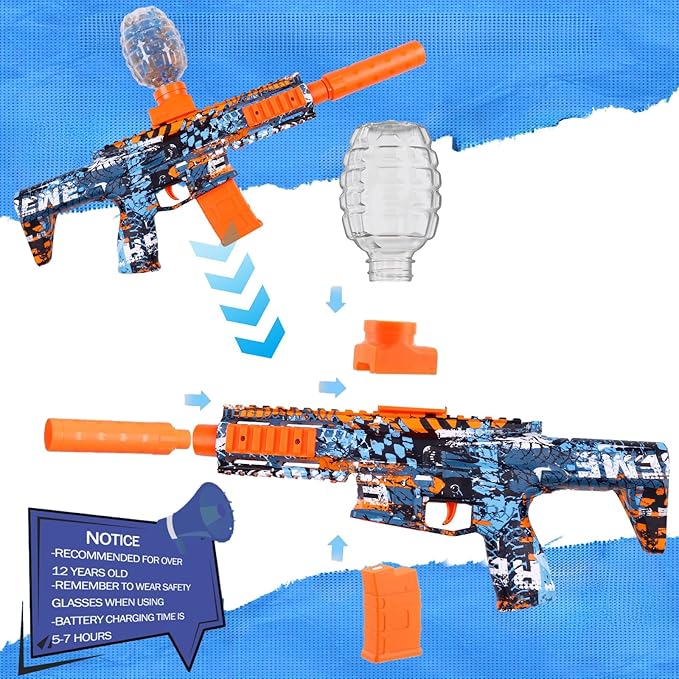 2 Pack Gel Ball Blaster Splatter Toys 60000+ Balls - High Powerful 12 Per Seconds 160+ Fps Super High Speed Automatic Splat Toys for Age 14+