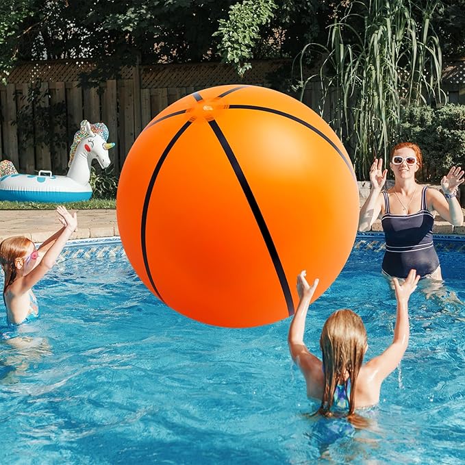 Lewtemi Giant Inflatable Sports Balls Large Inflatable Beach Ball Baseballs Soccer Rainbow Basketball Football for Sport Birthday Party Favor(2 Pcs,Soccer, Basketball,40 Inch)