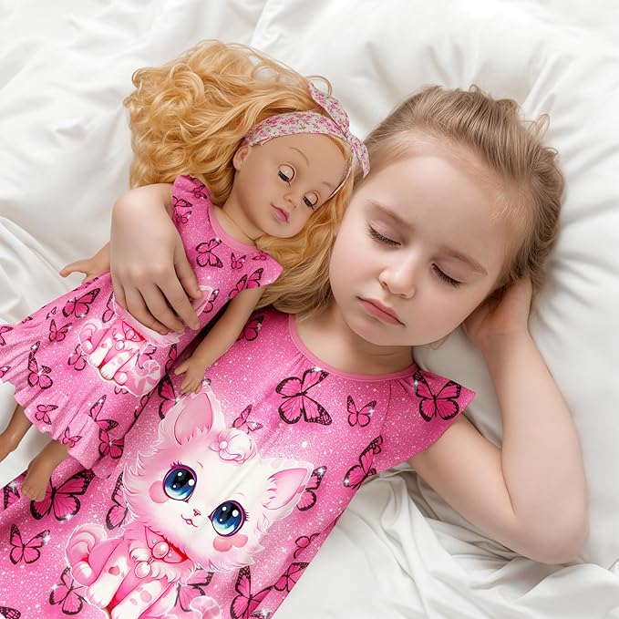 LQSZ Doll and Girl Matching Nightgown Outfit Pajamas Nightie Nightgown for Girls and Dolls Clothes