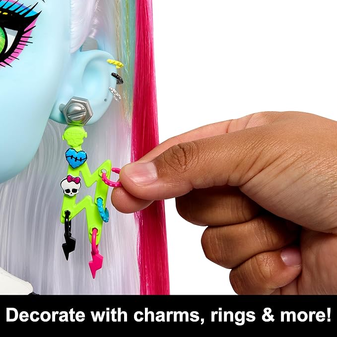 Monster High Frankie Stein Doll Head for Hairstyling with 65+ Accessories Including Wear & Share Nails, Hair Ties, Barrettes & Stickers