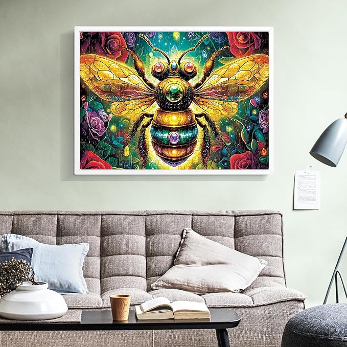 300 Pieces Jigsaw Puzzle for Adults, Bee Jigsaw Puzzles, Recycled Cardboard Puzzle, Coolest Queen Bee Jigsaw Puzzle for Kids Adults Seniors, Great for Family Games, 20.5 * 15 Inch