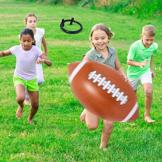 Deekin 40" Giant Jumbo Inflatable Football with Tee Set - Blow up Football Toy for Game Day Tailgate, Outdoor Games, Sport Theme Party & Birthday Supplies, Fun for Kids and Adults