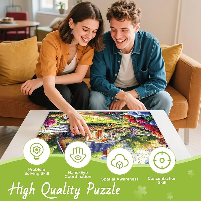500 Pieces Puzzle for Adults, Flower Garden Puzzle for Adults, Beauty House Jigsaw Puzzles 500 Pieces Challenging Game Home Decor Birthday Party Gift Toy for Adult Seniors, 20.5 * 15 inch