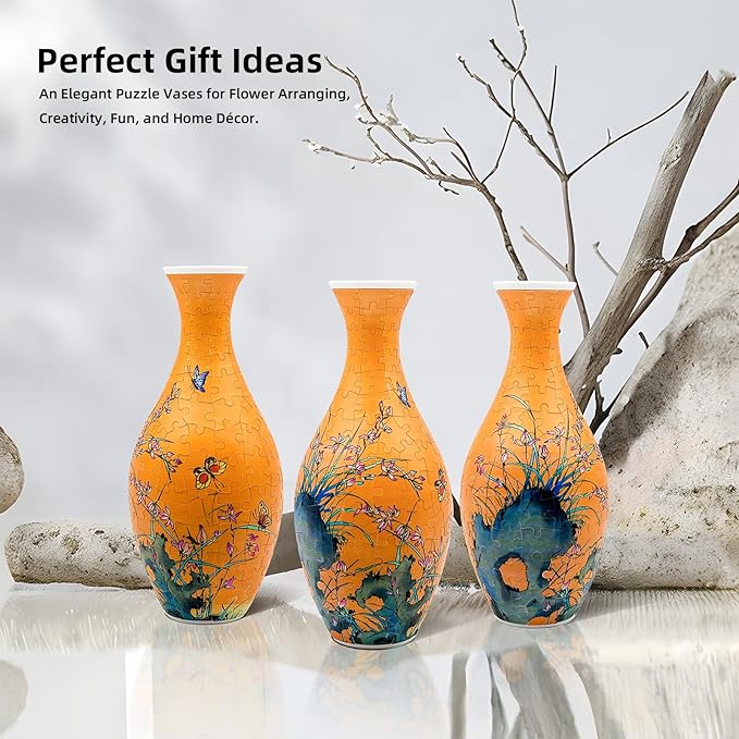 3D Puzzle Vase for Adults, 160 Piece Unique Flower Vase, Crafts for Adults, Home Decor Gift for Flower Arrangements (Orchid)