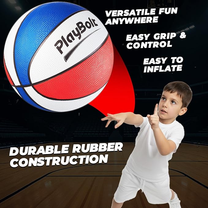 Size 3 Mini Basketballs (3 Pack) - 7-Inch Junior Rubber Basketball Set - Youth Beginner Kids Basketballs for Backyard Pool Parties, Arcade Games, Practice