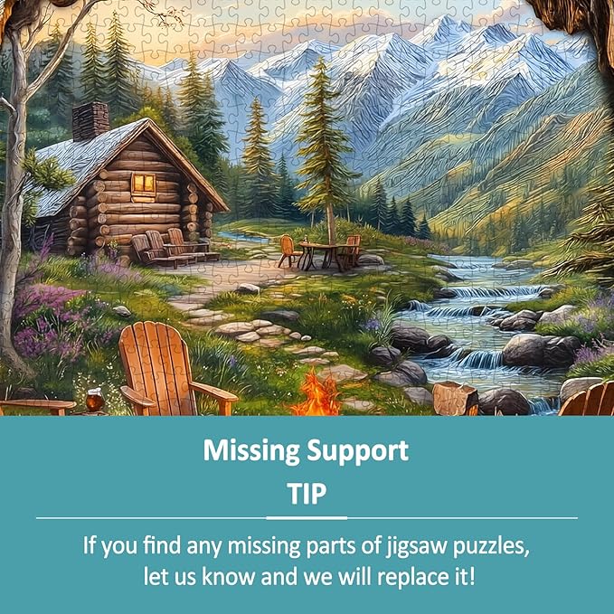Landscape Puzzles for Adults 1000 Pieces, Outdoor Bonfire Cabin Village Jigsaw Puzzles 1000 Pieces for Adults, Fun Puzzles with Letters On Back, Beautiful Wall Decorations (26.5 * 26.5in)