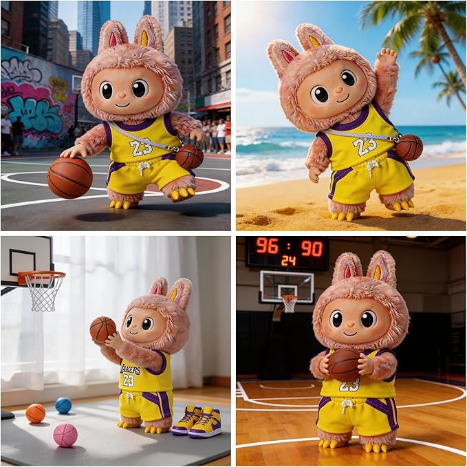 Sports-Themed Basketball Football 3-Piece Set,is Suitable for a 17cm Dolls, Dolls Clothing Accessories ( No Dolls )(NO.23 -Yellow)