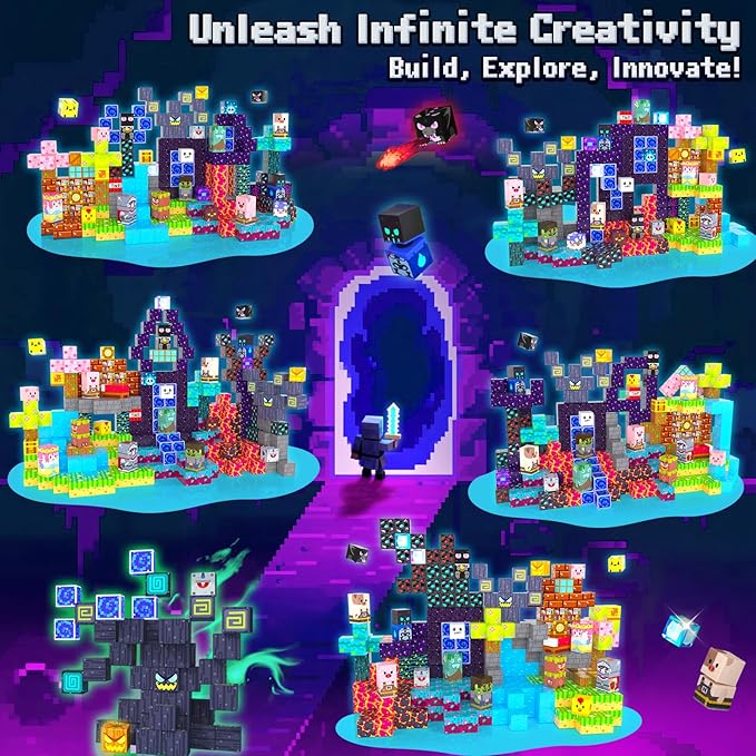 300PCS Magnetic Blocks, Build Mine Magnet World Set, Stacking Magnetic Building Cubes for Kids Ages 4-6 6-8 8-12, STEM Montessori Sensory Toys for Toddler, Christmas Birthday Gifts for Boys Girls