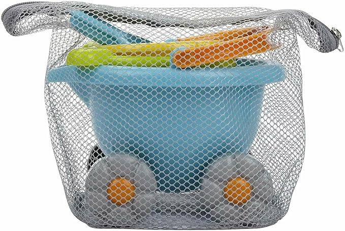 HABA Sand Bucket Scooter - 4 Piece Nesting Beach Toy Set - Toddler Summer Toys & Toddler Beach Essentials with Sand Bucket, Sieve, Shovel, & Pail on Wheels - Perfect Beach Toys for Toddlers 1+