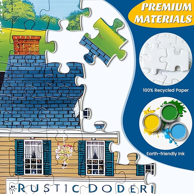 500 Pieces Puzzle for Adults,Town & Country Puzzle,Recycled Cardboard Prairie Wind Flowers Puzzles 500 Piece,Challenging Game Home Decor Birthday Party Gift Toy for Adults Kids Seniors 20.5 * 15 in