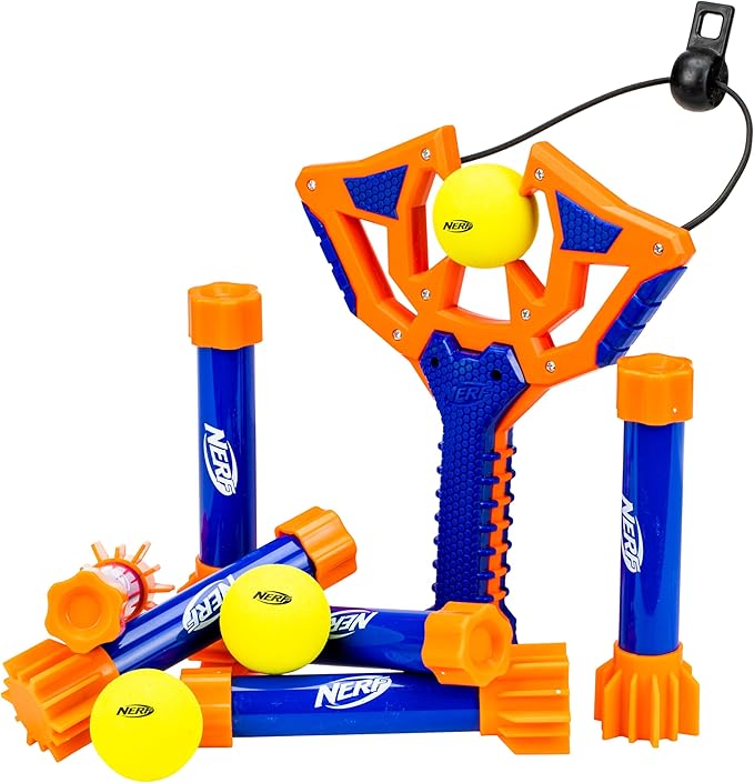 Nerf Slingshot Challenge - Kids Slingshot Bowling Game Set - Toy Target Game for Kids - Foam Ball Shooter Balls Included - Fun Toy for Boys + Girls