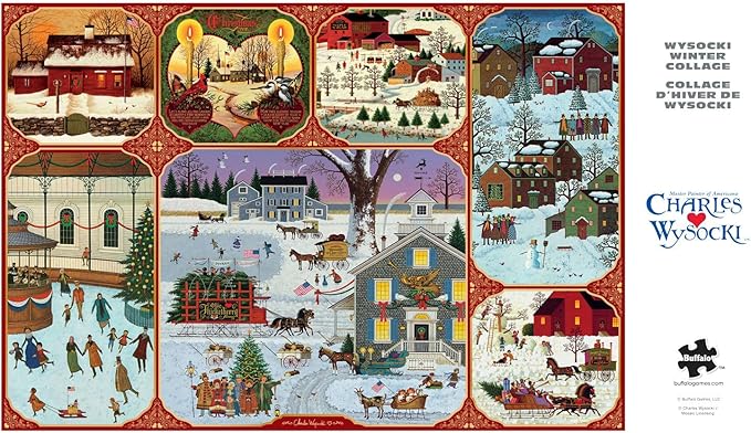 Buffalo Games – Silver Select Charles Wysocki Winter Collage 2000 Piece Jigsaw Puzzle Colorful Puzzle for Adults – Precision-Cut Pieces, Beautiful Artwork, and Hours of Relaxing Fun