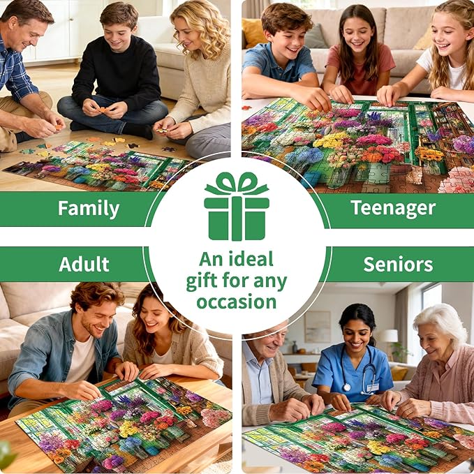 500 Piece Puzzle for Adults – Cat Flower Shop Jigsaw Puzzle 500 Pieces for Adults – Interlock Perfectly Letter on Back No Dust, Home Decor Birthday Party Gift Toy for Men Women Elders Seniors